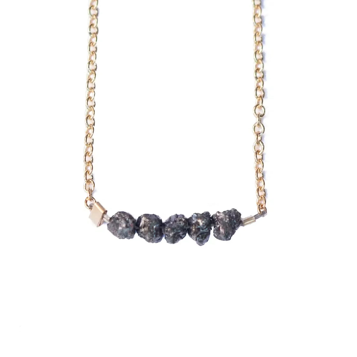 Women's Raw Black Diamond Bar Necklace