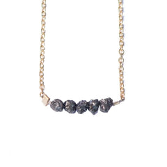 Women's Raw Black Diamond Bar Necklace