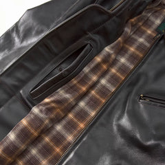 Classic Leather Racer Motorcycle Jacket