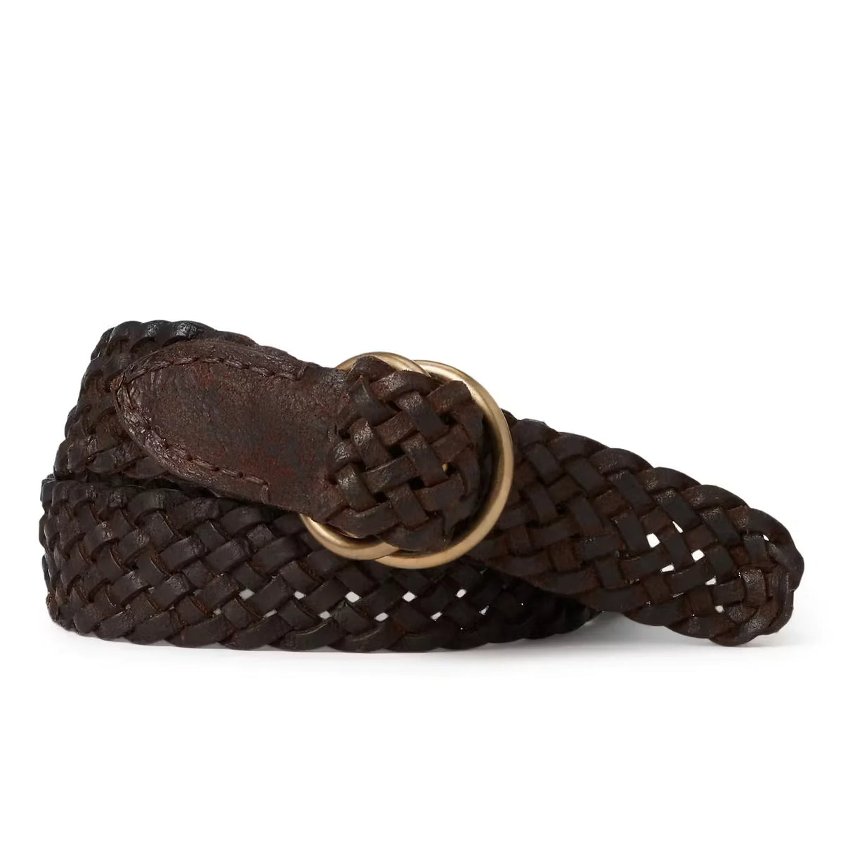 Leather Braided OO Ring Belt
