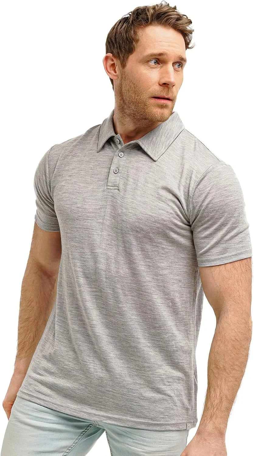 100% Merino Wool Polo Shirt Men - Short & Long Sleeve Shirt Base Later