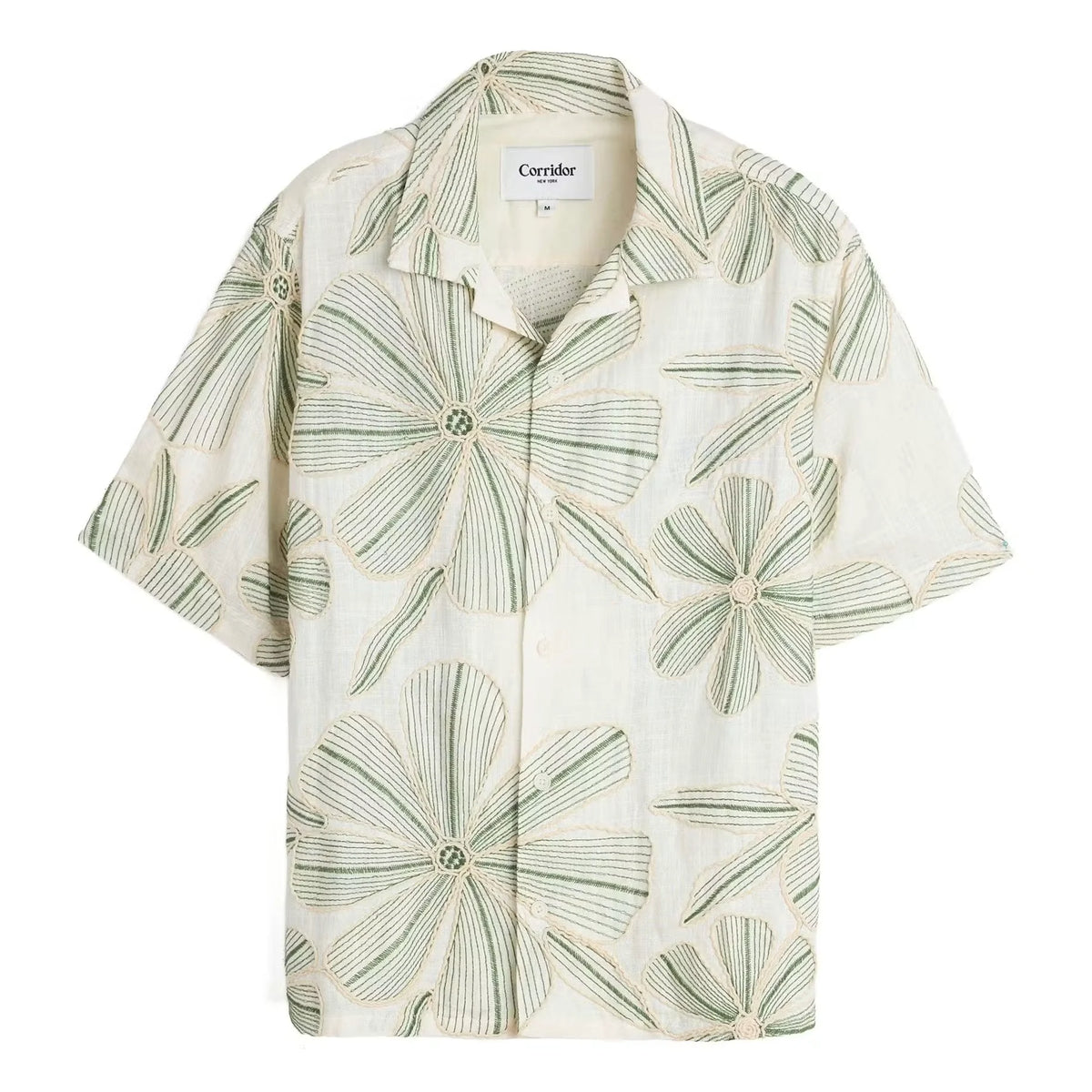 Linen Applique Short Sleeve Shirt