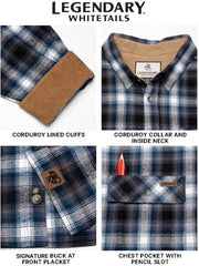 Legendary Whitetails Mens Flannel Long Sleeve Button Down 100% Cotton Shirt