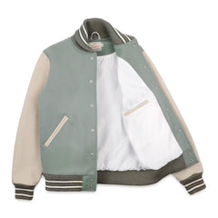 Leather and Wool-Blend Varsity Bomber Jacket